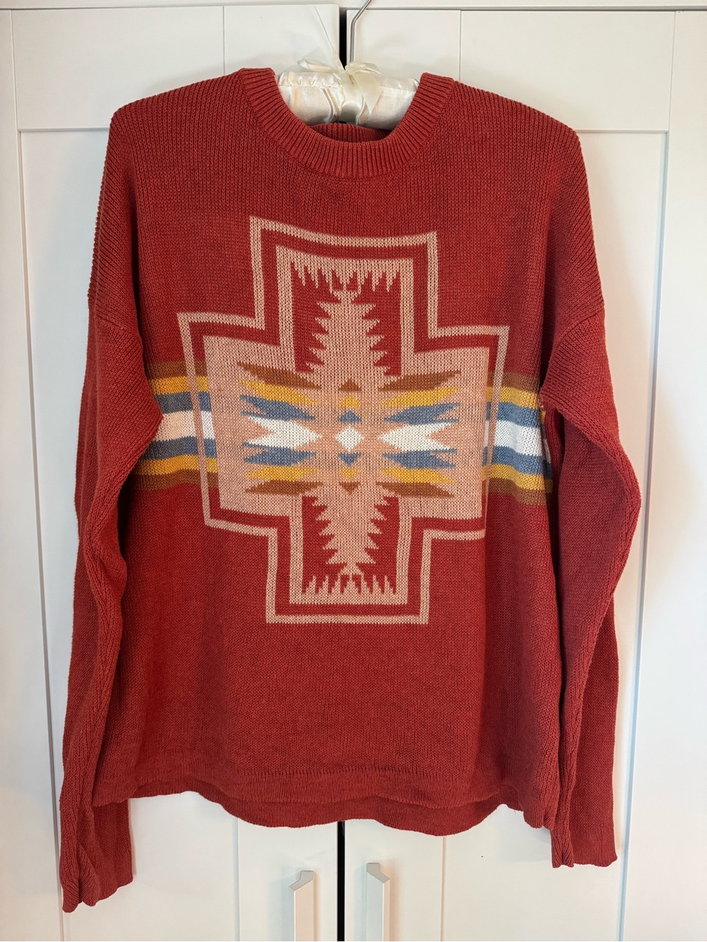 Pendleton Rust Geometric Crewneck Sweater